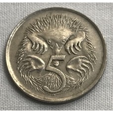 AUSTRALIA 1966 . FIVE 5 CENTS COIN . ECHIDNA . EXTRA FINE